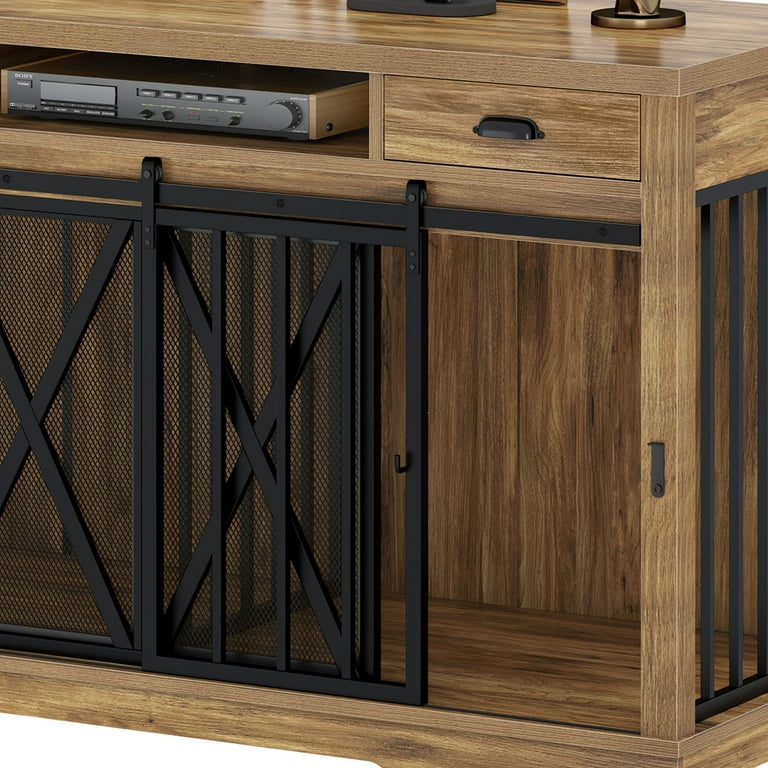 Uforic 63-Inch Dog Crate Furniture,TV Stand with Charging Station