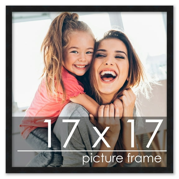 17x17 Frame Black Wood Picture Square Frame - Picture Frame Includes UV Acrylic, Foam Board Backing, & Hanging Hardware!