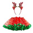 thumbnail image 1 of Disfraz de fiesta de Navidad para niñas, falda tutú de ballet con lunares y diademas de asta de Reno, 1 of 4