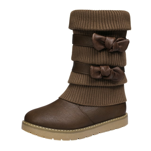 Dream Pairs Botas de nieve de invierno para niñas Zapatos de media pantorrilla con forro de piel sintética KLOVE Dream Pairs KLOVE
