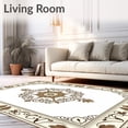 thumbnail image 2 of ODIKA 8'x10' Machine Washable Non-Slip Area Rug, Vintage Medallion Filigree with Distressed Scrollwork Motifs High Traffic Rug with Pad, Beige, 661293, 2 of 8