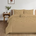 thumbnail image 2 of 5 Piece New Half Pinch Pleated Pattern Comforter Set, 800 TC, 100% Egyptian Cotton, Full/Queen Size Taupe Solid, 2 of 6