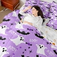thumbnail image 4 of Manfei Spooky Shost Bedding Sets Twin Size, Cartoon Bat Bed in a Bag Twin size, Purple Halloween Reversible Comforter Sets with Sheets, Lightweight Room Decorative, 7-Piece, 4 of 6