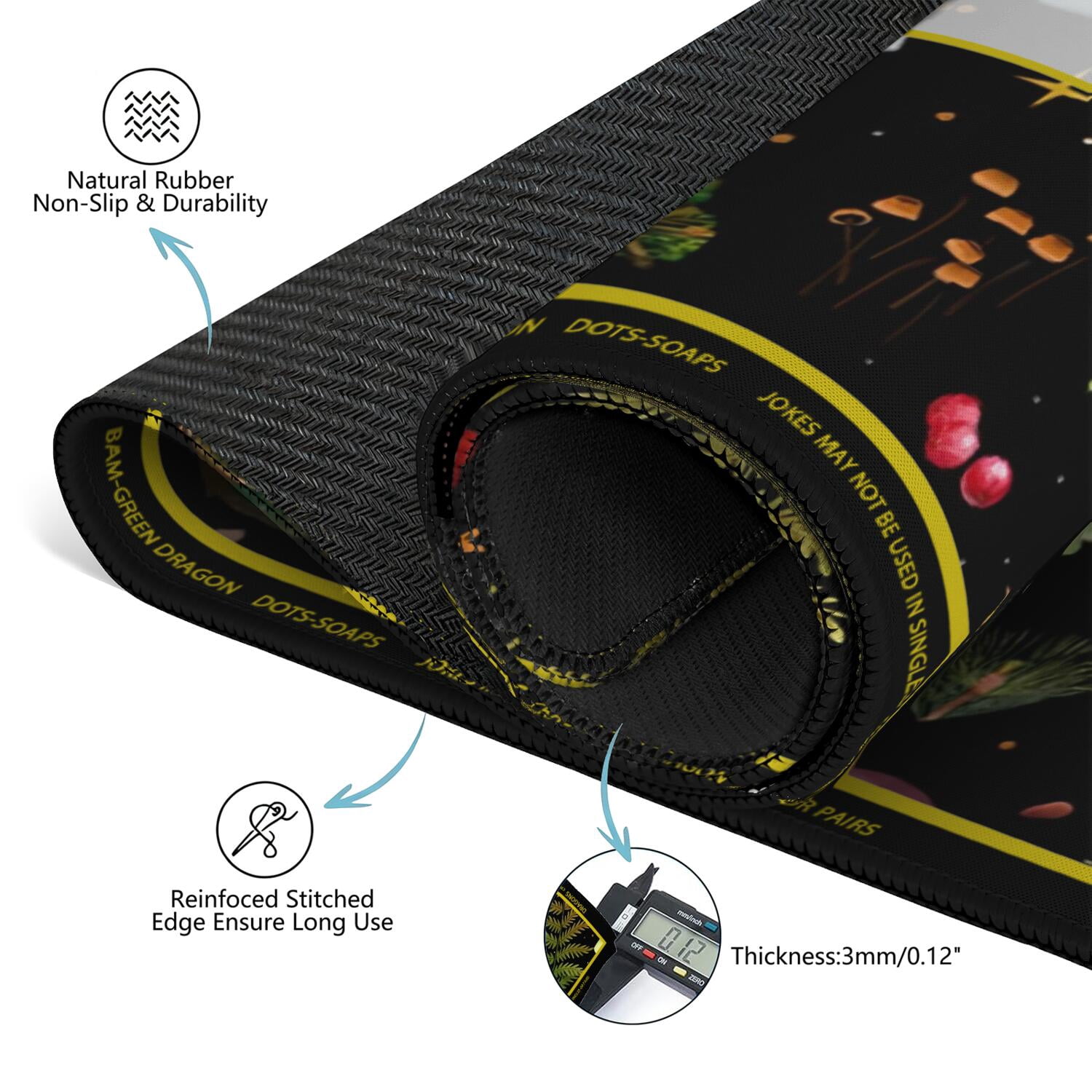 Mashroom Mahjong Mat with Rules, 31.5*31.5in Anti Slip American Mahjong Mat for Table, Noise Reduction, Neoprene Mah jongg Mats with Carrying Bag & 3 Dices, Mahjong Sets Gift, Board Tile Games Mats