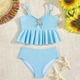 thumbnail image 4 of Staki Crisscross Bikini Sets Girls Girls Swimsuit Two Piece Girls Bathing Suit Cute Fashion Classic Bikinis Set Kids Swim Suits 3T 4T 5T Sky Blue,5-6 Years, 4 of 6