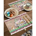 thumbnail image 2 of Easter Placemats Set of 6, Gnome Bunny Easter Eggs Truck Placemat for Dining Table Decorations, Wood Grain Place Mats, Spring Table Mats for Kitchen Dinner Seasonal Holiday Party Decor, 2 of 6
