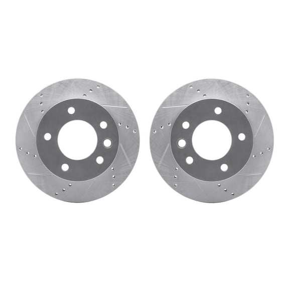 Dynamic Friction Company Front Brake Rotors-Drilled and Slotted-Silver 7002-40073