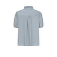 thumbnail image 5 of Craaazy Women Short Sleeve Tops Relaxed Fit Stripe Ruffle Neckline Puff Sleeve T-Shirts Casual Soft for Going Out Summer Vacation, 5 of 8