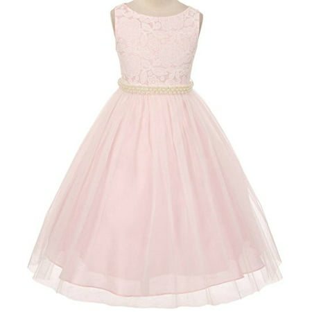 BNY Corner - Flower Girl Dress Detachable Pearl Belt & Tulle Skirt for ...