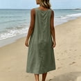thumbnail image 6 of Zpzdpjkx Womens Cotton Linen Sleeveless Midi Dress, Crew Neck Button Front Cami Dress with Pockets, 6 of 7