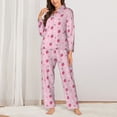 thumbnail image 2 of Lsque Strawberries Pattern Long Sleeve Pajama Set for Women - Soft 2-Piece Sleepwear and Loungewear Set with Pockets, Comfy Nightwear-Large, 2 of 7