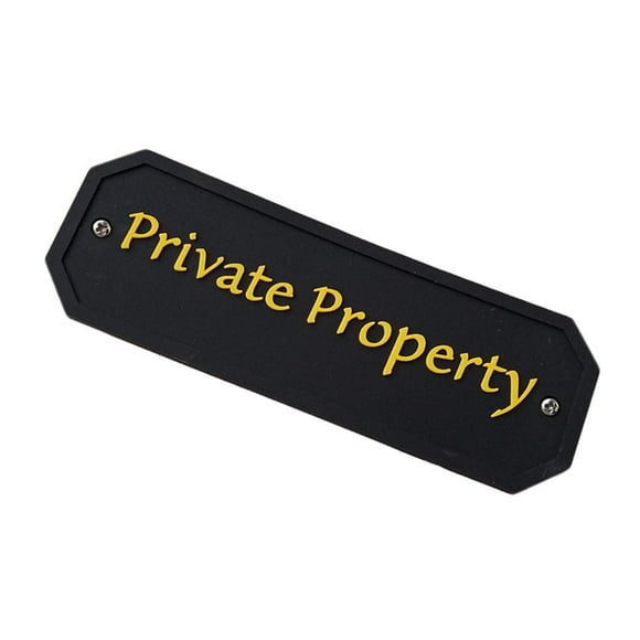 koolsoo Decorative Signboard Private Property Signs Ca.16x5.5x0.4cm Yellow Word