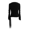 thumbnail image 3 of Uootdi Womens Velvet Tops Long Sleeve Shirts Pullover Tops Business Casual Outfits for Women Elegant Dressy Soft Blouse with Belt Gift, 3 of 6