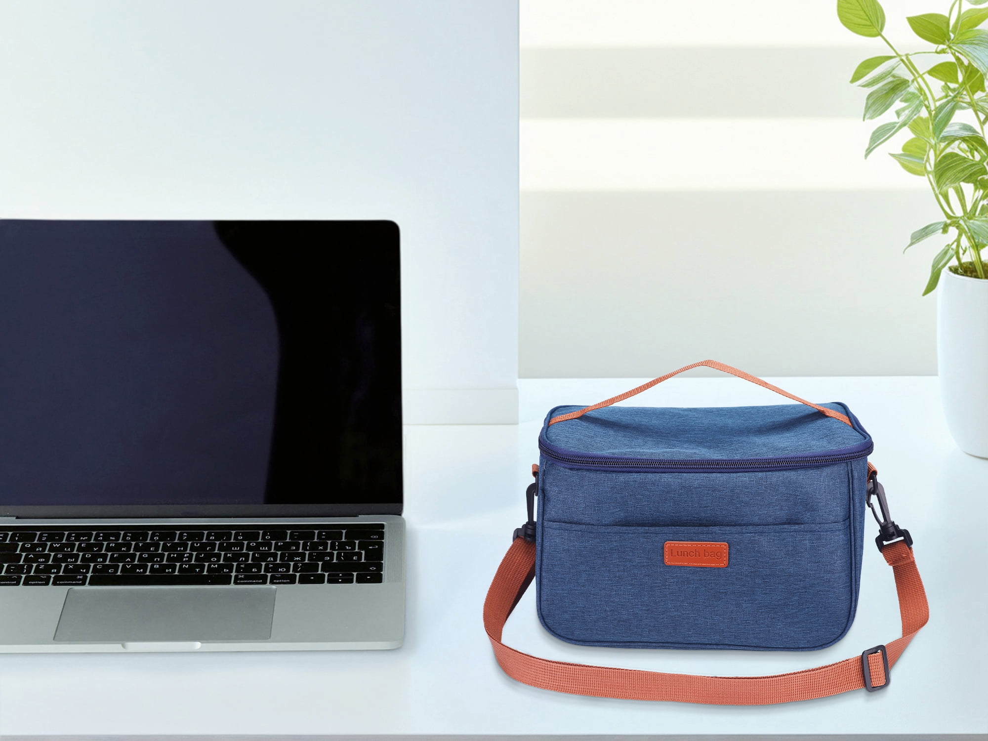 Unique Bargains Insulated Lunch Bag for Office Picnic Navy Blue
