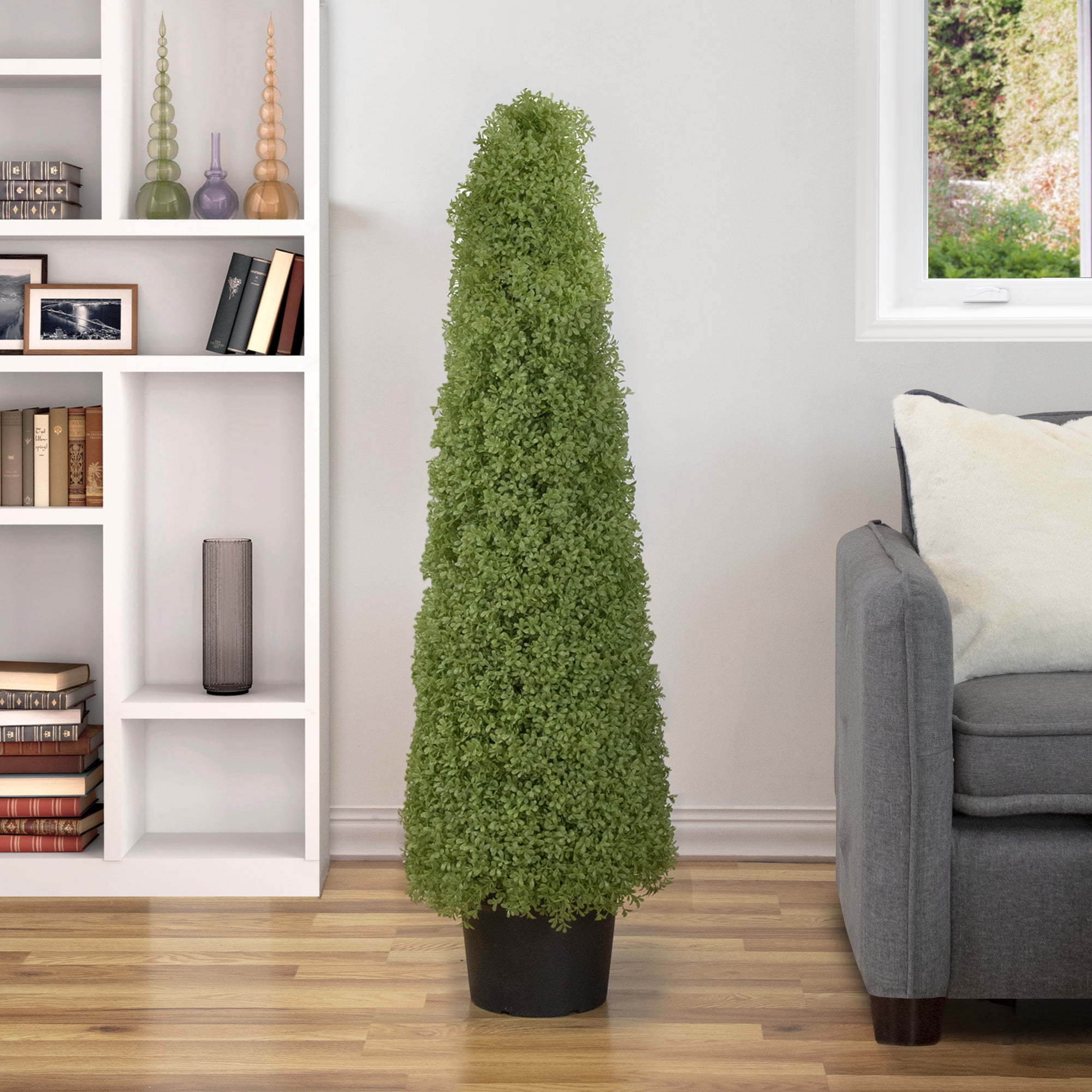 4' Artificial Boxwood Cone Topiary Tree with Round Pot  Unlit - 13