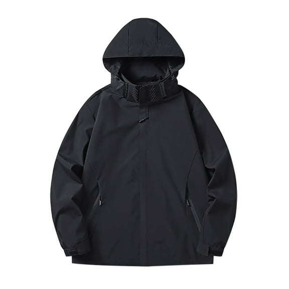 Dpytoraw Men Solid Color Windproof And Hooded Suit Outdoor Hiking Suit Breathable Loose Casual Comfortable Trendy Sports Jacket