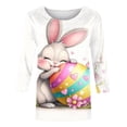 thumbnail image 5 of SwiftWear Women's Easter Theme T-Shirt Relaxed Fit Crewneck Soft Stretchy Plus Size Graphic Tee 3/4 Length Sleeve Top, 5 of 5