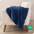 thumbnail image 6 of Bare Home Microplush Fleece Blanket - Ribbed Texture - Fuzzy Microfleece - Soft & Plush - King, Dark Blue, 6 of 8