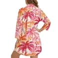 thumbnail image 2 of Xoenoiee Palm Tree Plumeria Flower Print Summer Dresses for Women 2026 Button Down Swimsuit Coverup Long Sleeve Tshirt Dresses Casual Mini Beach Dress Vacation Outfit, M, 2 of 7