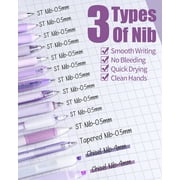 Four Candies 14Pack Pastel Gel Ink Pen Set,Cute Retractable 0.5mm Fine Point Pen,11 Pack Black Ink and 1 Pc Purple Ink Pens with 2Pcs Highlighter for Office, Mothers Day Gifts(Purple)