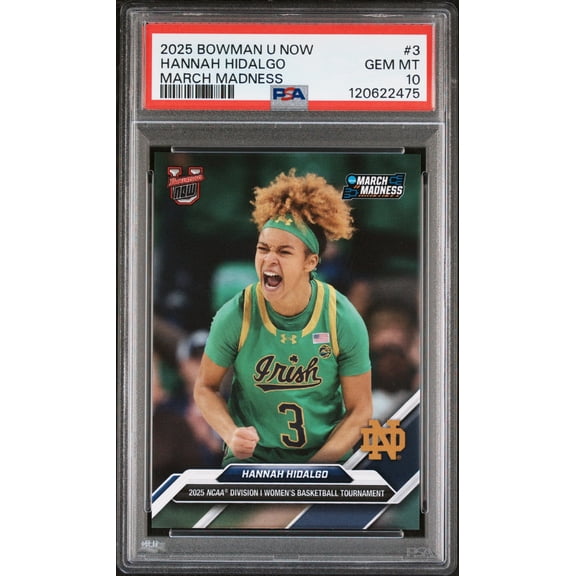 Graded 2025 Topps Bowman U Now Hannah Hidalgo #3 March Madness Rookie RC Basketball Card PSA 10 Gem Mint