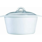 Luminarc Vitroflam White Round Ceramic Glass Casserole With Lid, 5 Quart