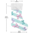thumbnail image 2 of Coolnut Christmas Stockings Bow Stripes Large Candy Stockings Stuffers Cute Xmas Sock Decorations 1PC for Home Holiday Party 12" x18" Decor Gifts, 2 of 7