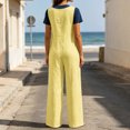 thumbnail image 5 of FRSASU Women's Sleeveless Wide‑Leg Jumpsuit Relaxed Fit Button‑Down Front Overall Jumpsuit with Big Side Pockets Yellow, 5 of 6