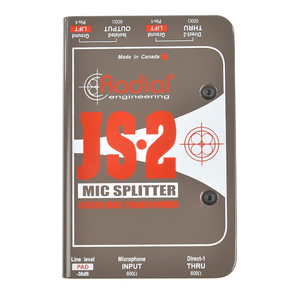 Radial Engineering JS2 Caja directa divisora de micrófono pasivo