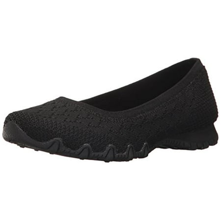 Skechers Women's Bikers-Witty Knit Ballet Flat, Black, 7 M US