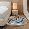 thumbnail image 3 of Summer Blue Sea Whale Round Area Rugs 3 ft, Nautical Vintage Ocean Wave Compass Sailboat Linen Washable Small Area Rug with Non-Slip Sturdy Edge Binding Round Front Door Mat Floor Carpet for Entryway, 3 of 9