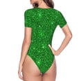 thumbnail image 3 of Uemuo Green Glitter Pattern Women's One Piece Short Sleeve Swimsuit Rash Guard Surfing Modest Quick-drying Swimsuit Beach Essentials-, 3 of 9