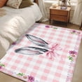 thumbnail image 4 of Area Rugs for Living Room Bedroom, Spring Easter 4'x6' Rug Washable Carpet Runner Indoor Outdoor, Cute Rabbits Ears Bow Daisy Floral Pink Plaid Non Slip Accent Floor Mats Rug for Kitchen, Office, 4 of 8