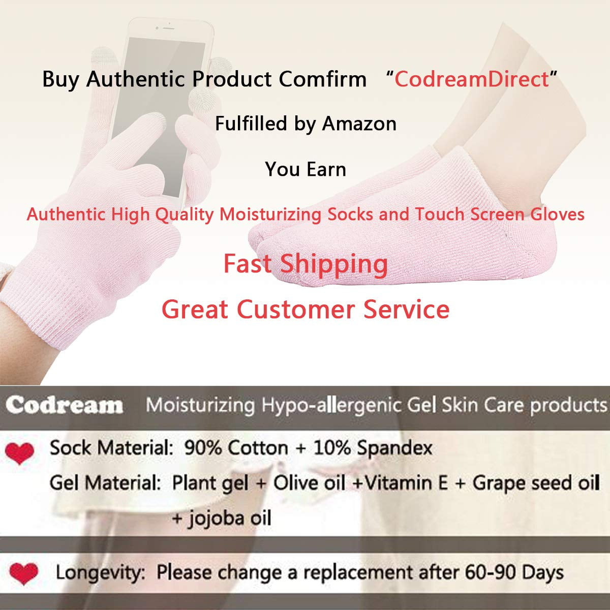 Touch Screen Gloves Socks, Moisturizing Gel Socks and Gloves Set