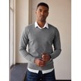 thumbnail image 3 of COOFANDY Men's V Neck Dress Sweater Slim Fit Business Casual Dressy Sweater Shirts Long Sleeve Soft Basic Pullover Sweater Red Black Grey Diamond Pattern, 3 of 6