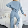 thumbnail image 5 of HAiming Women's 2 Piece Lounge Sets Solid Long Sleeve Crewneck Tops and Pants Oufits Casual Comfort Pajamas Homewear, 5 of 7