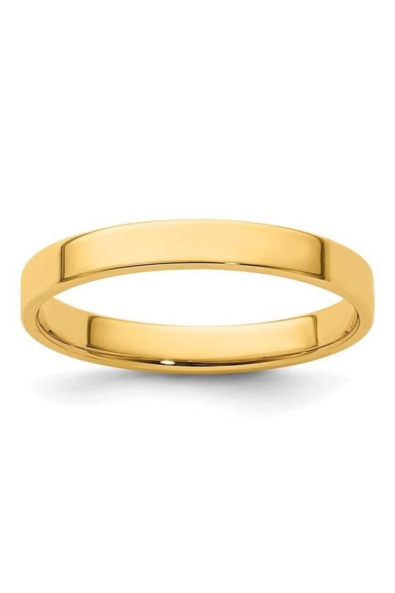 14 Karat Yellow Gold 3mm Hollow Flat Band Size 14