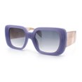 thumbnail image 4 of Womens Mod Beveled Thick Plastic Rectangular Fashion Sunlgasses [Lavender Brown - Smoke], 4 of 8