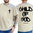 thumbnail image 2 of Child of God Double Sides T-Shirt, Minimalist Christian Cross Tee with Psalm 23 Quote, Spiritual Faith Graphic Shirt, Religious Apparel Gift for Men and Women, 2 of 7