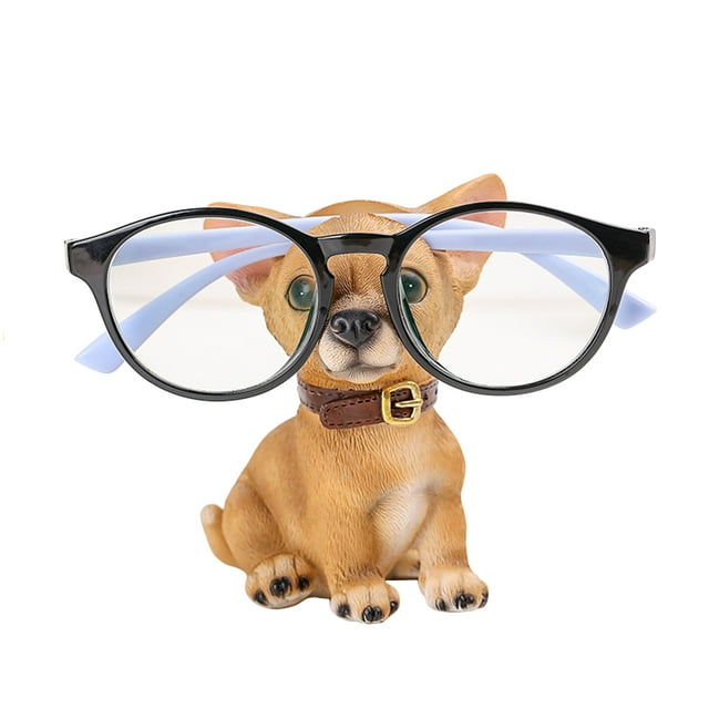 (1 pieza/venta de cachorro caqui) material de resina con montura de gafas creativa