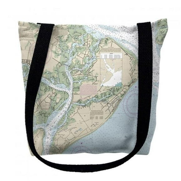 Betsy Drake TY11516M 16 x 16 in. Hilton Head South Carolina Nautical Map Tote Bag - Medium