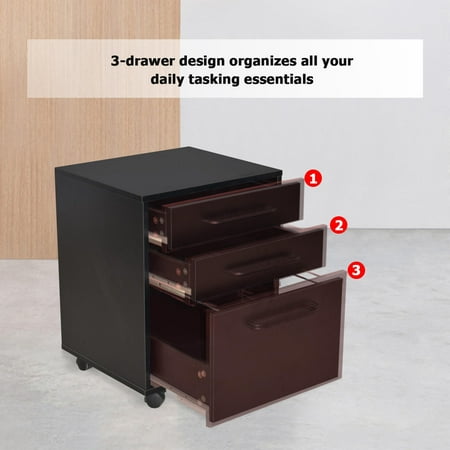 3 Tier Wood File Cabinet Rolling Office, Ikea Wooden Filing Cabinet With Lock