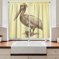 thumbnail image 2 of Ambesonne Vintage Yellow Kitchen Curtains, Sketchy Pelican, 55"x39", Pale Yellow and Brown, 2 of 3