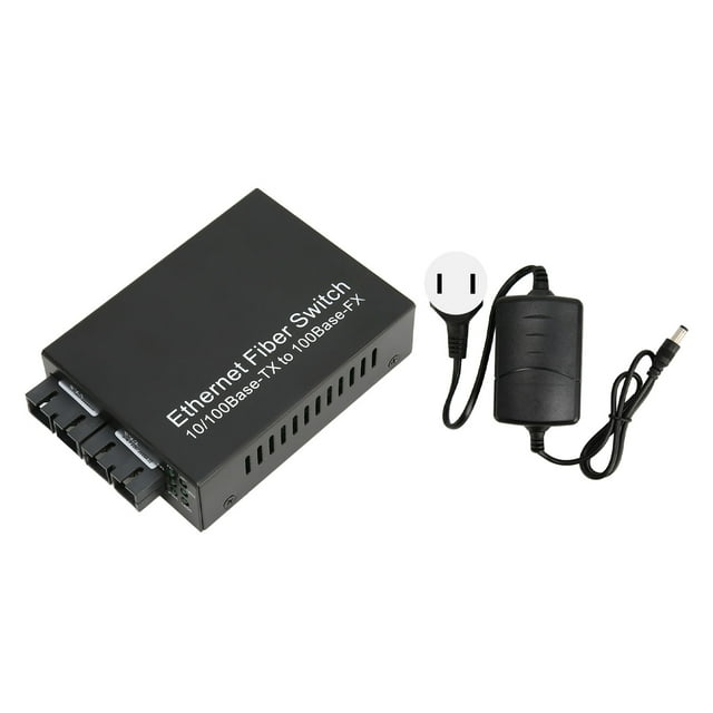 Fiber Media Converter Tx1310nm SC Dual Fiber Single Mode 100Mbps Fiber Optic Transceiver Up to 25km RJ45 Port 100‑240V US Plug