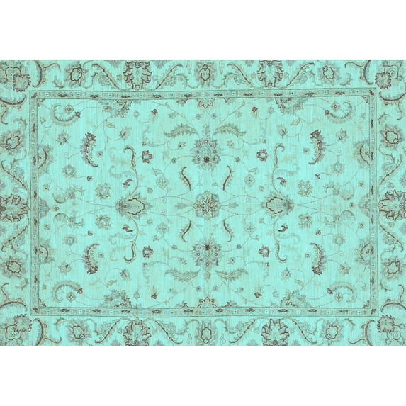 Ahgly Company Indoor Rectangle Oriental Light Blue Traditional Area Rugs, 2' x 5'