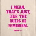 thumbnail image 3 of Mean Girls - Rules Of Feminism Lightweight French Terry Wide Neck Long Sleeve Graphic Shirt, 3 of 5