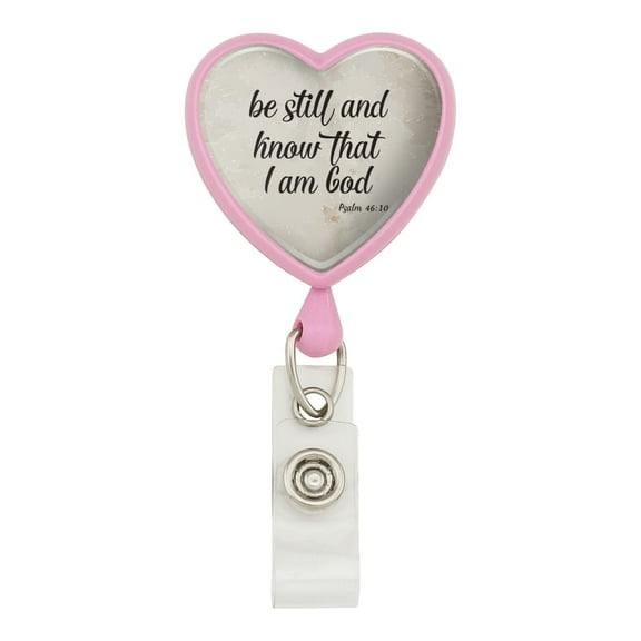 Be Still and Know that I am God Psalm Inspirational Christian Heart Lanyard Retractable Reel Badge ID Card Holder