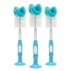 Dr. Brown's Baby Bottle Brush with Suction Cup Stand, Sponge, Scrubber & Nipple Cleaner Blue, 3 Pack