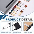 thumbnail image 3 of Uxcell 2Pcs Asas para bolígrafo para cuadernos, soporte de lápiz de cuero retro de latón, clip para bolígrafo para cuadernos, carpetas, oficina, viajeros, diarios, planificadores, negro/plata, 3 of 6