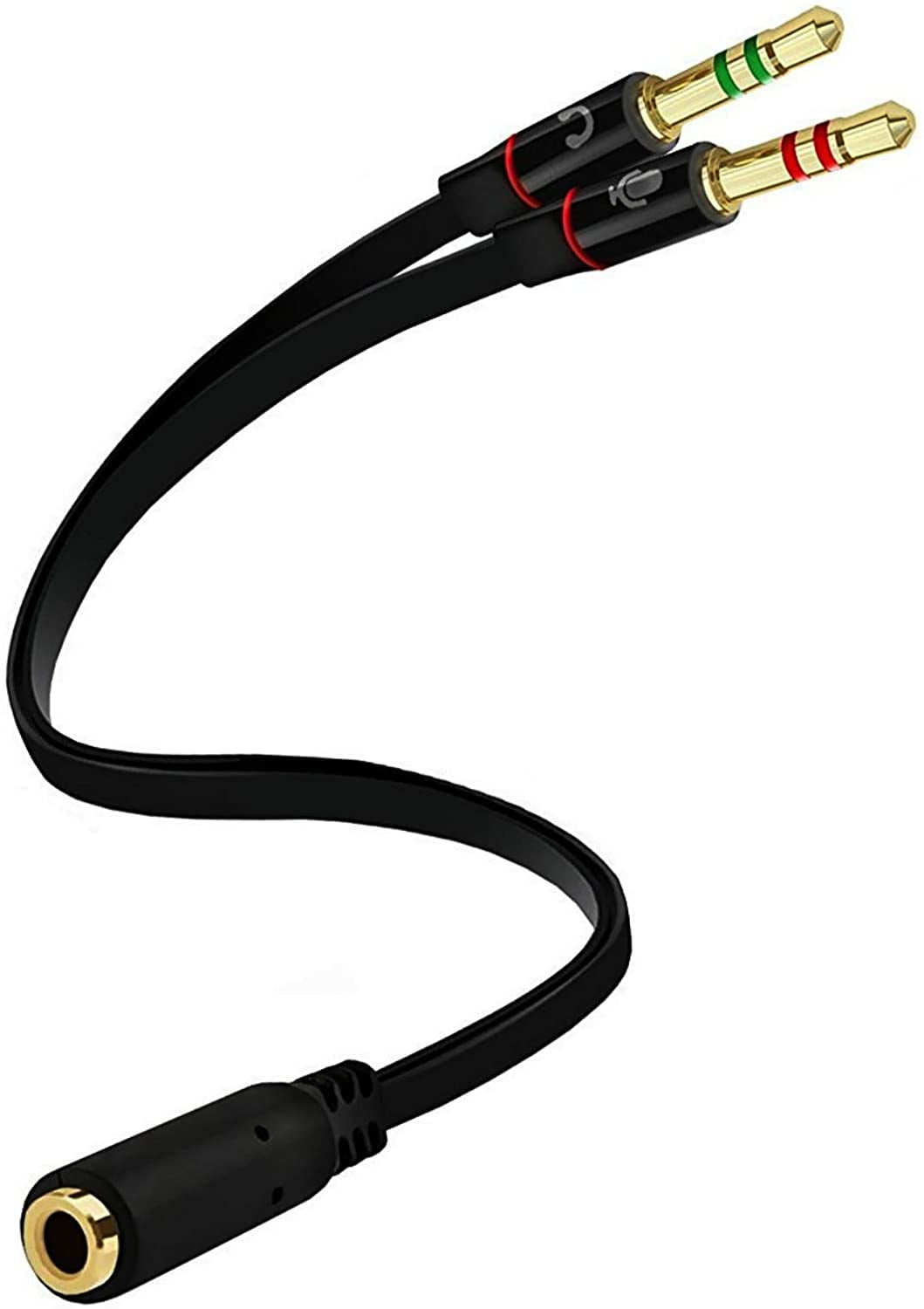 2 Pack 8 inches 3.5 mm Male to 2x 3.5 mm Female Aux Y splitter Cable Cord 